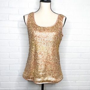 Rose Gold Sequin Tank Top Size Small Chico’s